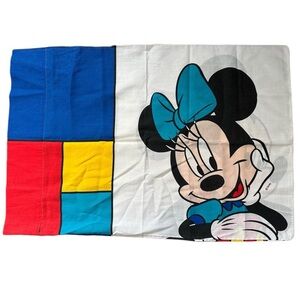 Vintage 80s Disney Mickey Mouse Minnie Mouse Color Block Pop Art Pillowcase VTG